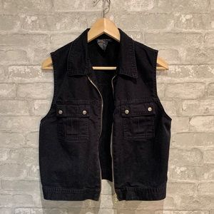 Navy blue biker vest by Tristan & Iseut